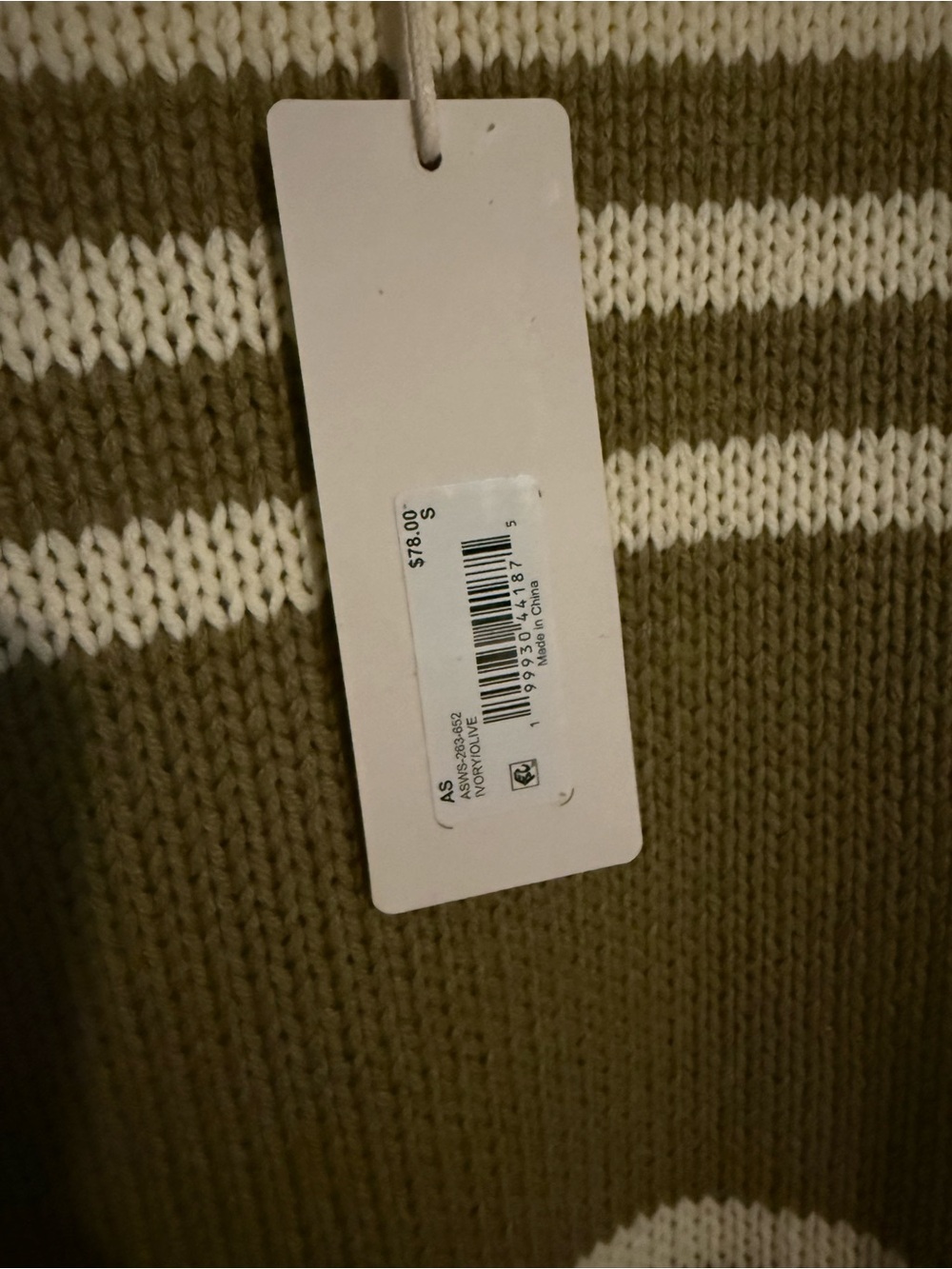 Altar’d State Nala Oversized Stripe Sweater Ivory & Olive Green Relaxed Cozy NEW - Picture 6 of 7